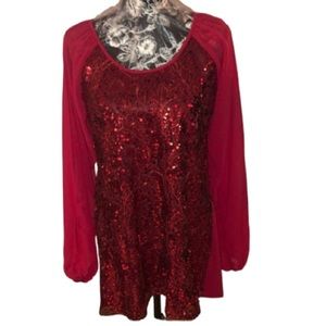 American Glamour size XL ted sequin mini dress long slit balloon sleeves